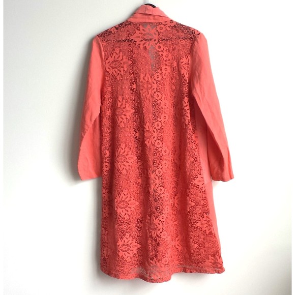 Dance in Paris Linen Embroidery Corral Kimono One size Pockets Italy Long - Picture 2 of 10